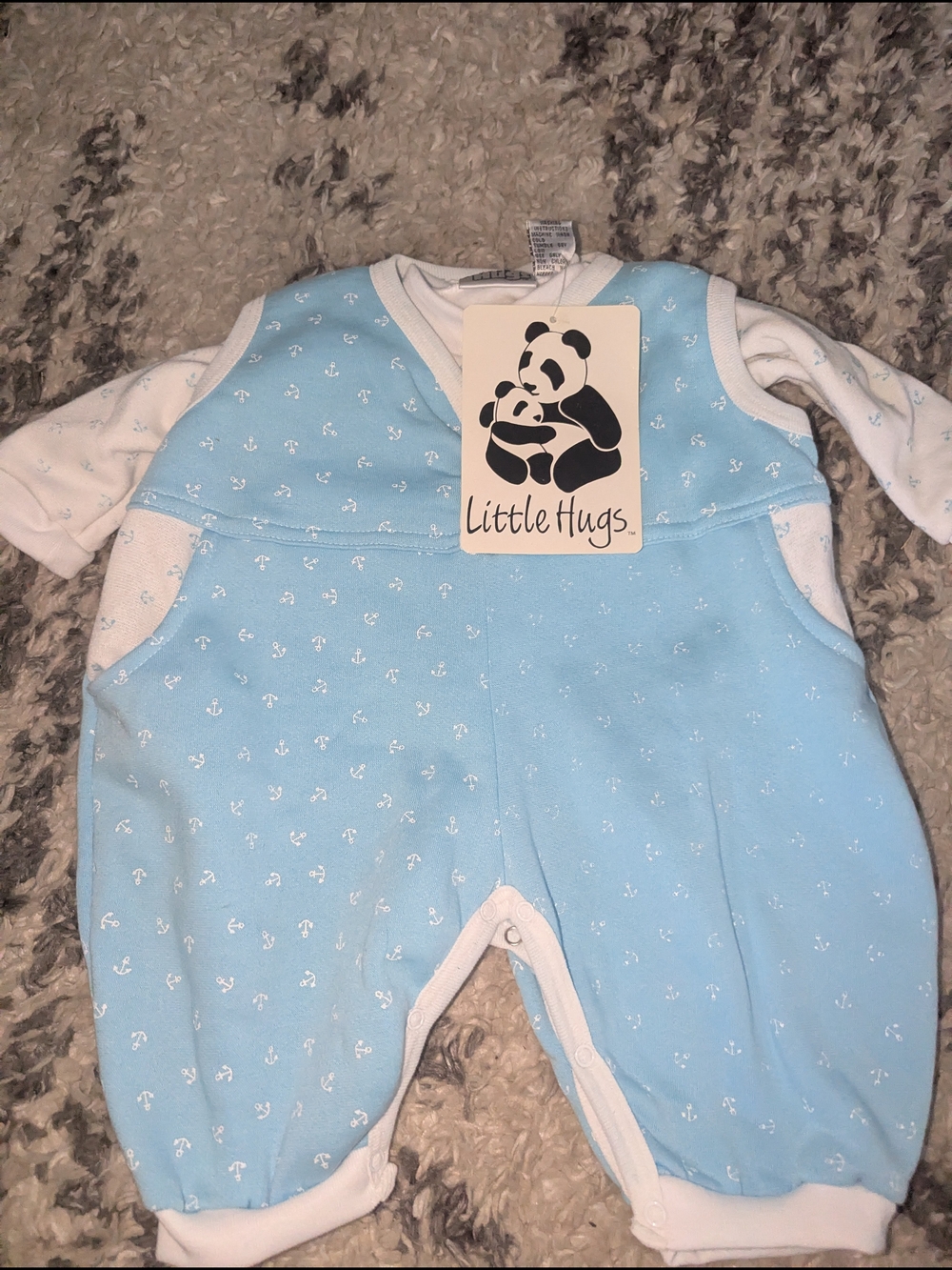 Little Hugs Light Blue Anchor Baby Romper